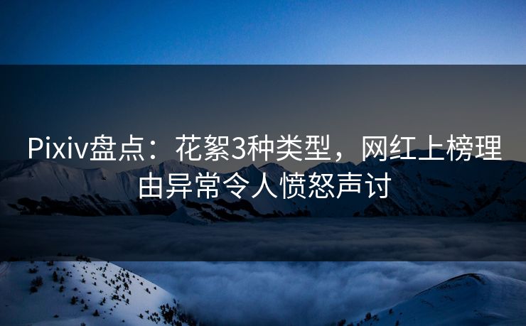 Pixiv盘点：花絮3种类型，网红上榜理由异常令人愤怒声讨